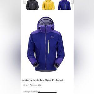 Men’s Arc’teryx Alpha FL Squid Ink Large Rain Jacket
